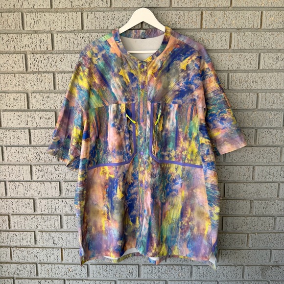 lululemon Water-Repellent Hiking Short Sleeve Shirt Watercolor XLarge - Picture 4 of 10